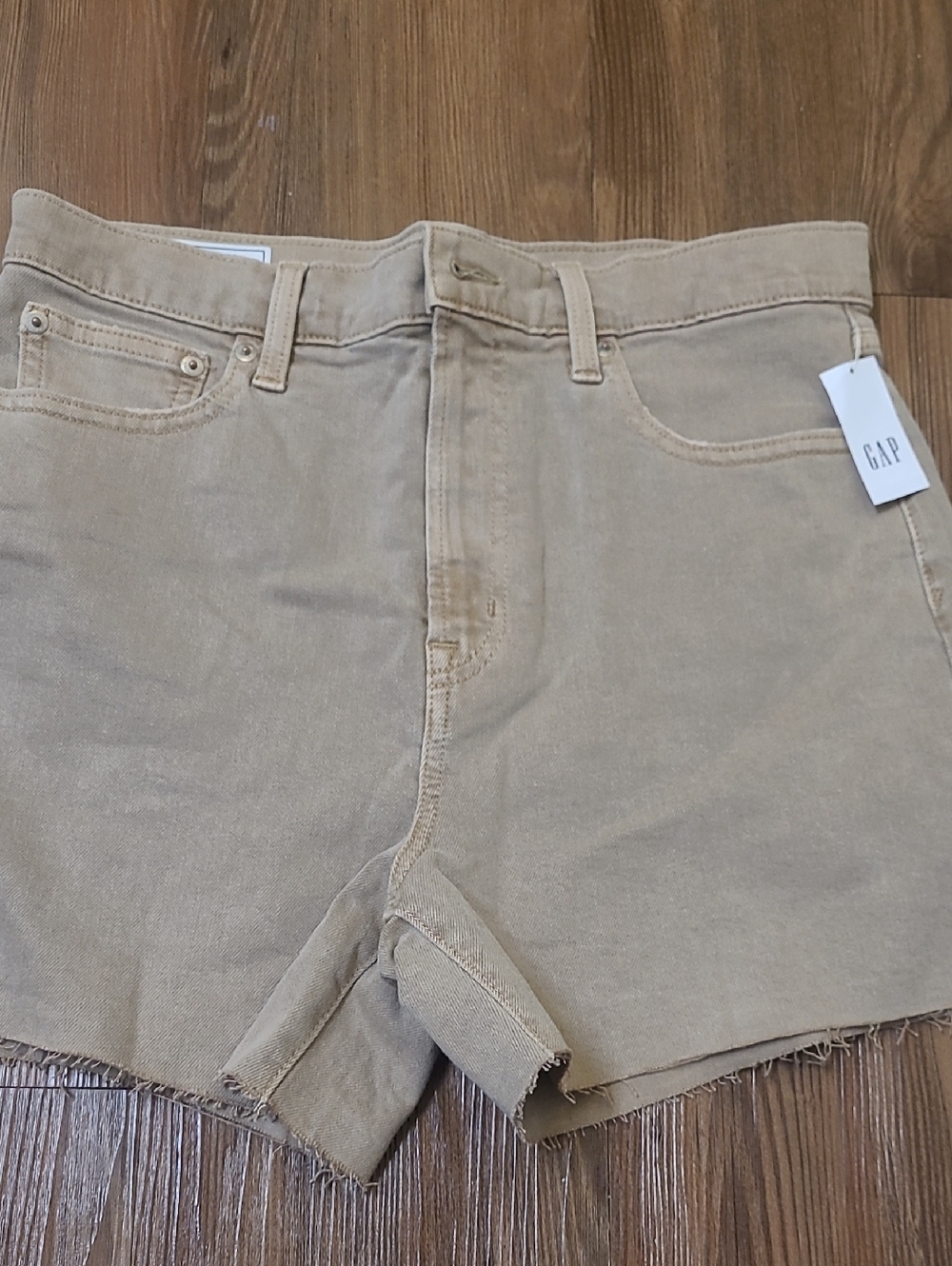 GAP‎ Tan Raw-Hem Denim Cutoff Shorts